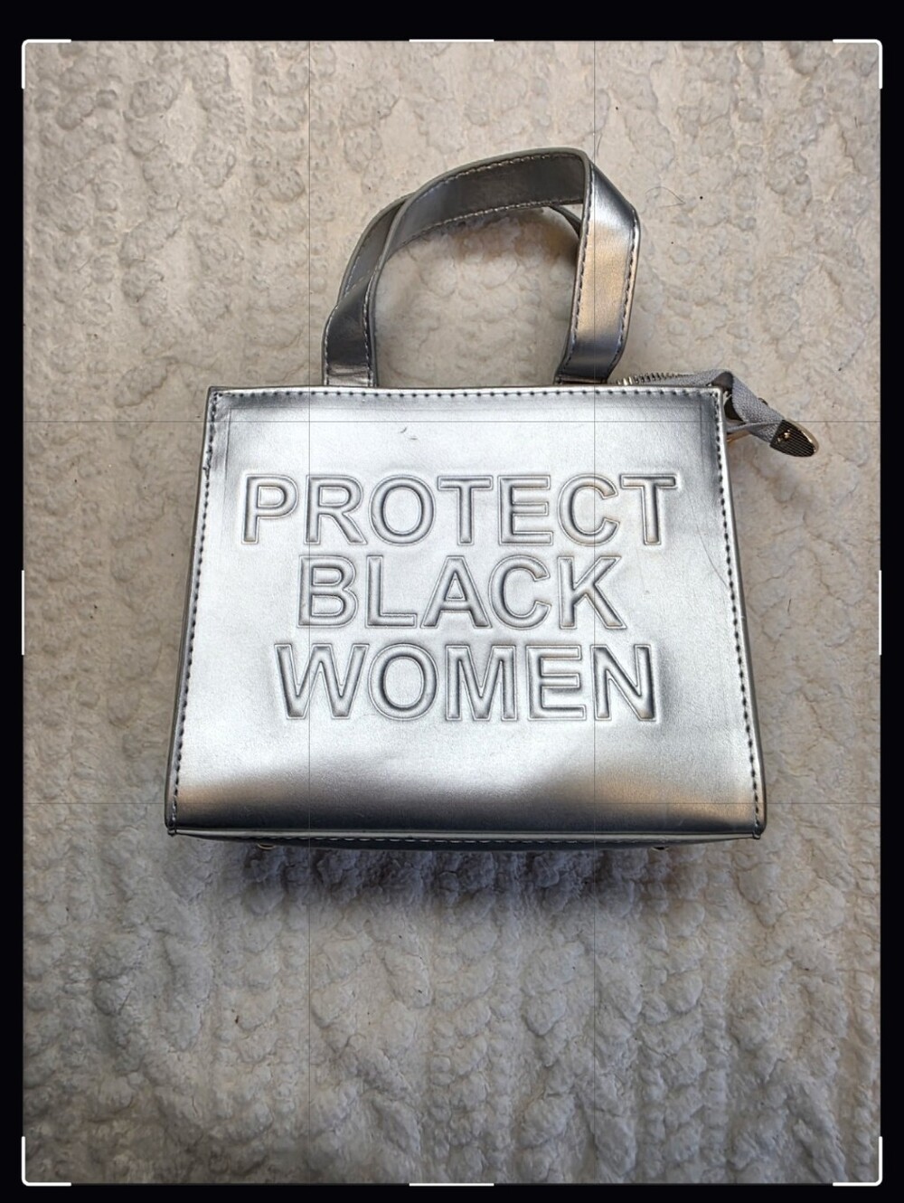 Silver Protect Black Women Mini Handbag Statement Purse